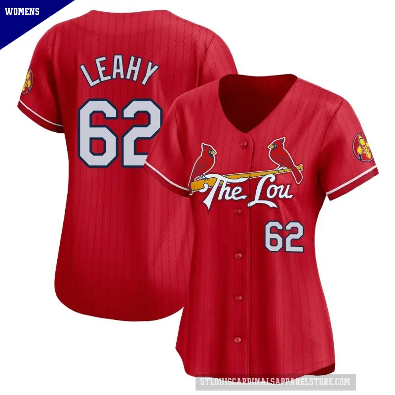 Women's No.62 Kyle Leahy St. Louis Cardinals Red Limited 2024 City Connect Jersey