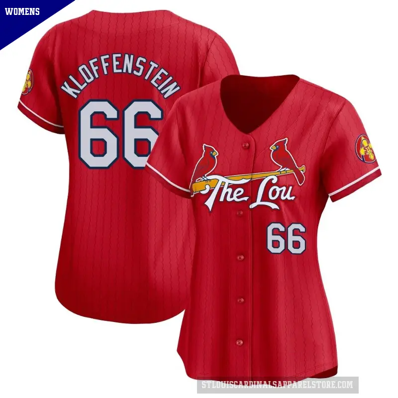Women's No.66 Adam Kloffenstein St. Louis Cardinals Red Limited 2024 City Connect Jersey
