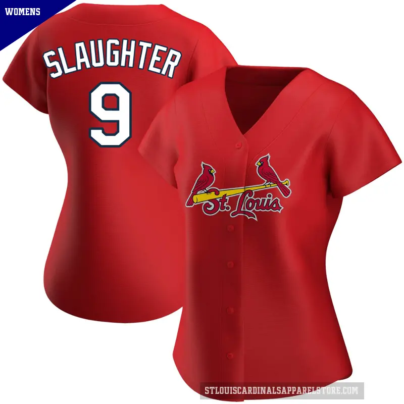 Women's No.9 Enos Slaughter St. Louis Cardinals Red Replica Alternate Jersey