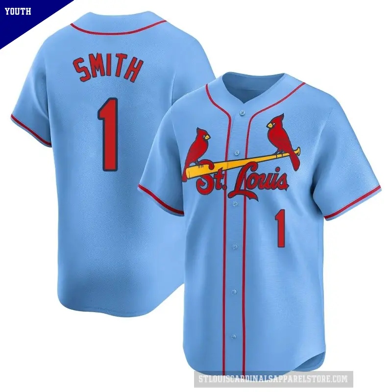 Youth No.1 Ozzie Smith St. Louis Cardinals Light Blue Limited Alternate Jersey