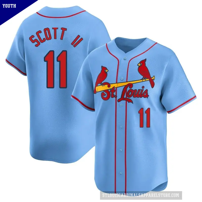 Youth No.11 Victor Scott II St. Louis Cardinals Light Blue Limited Alternate Jersey