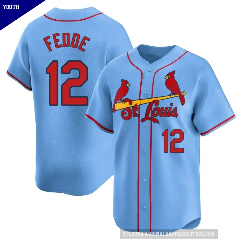 Youth No.12 Erick Fedde St. Louis Cardinals Light Blue Limited Alternate Jersey