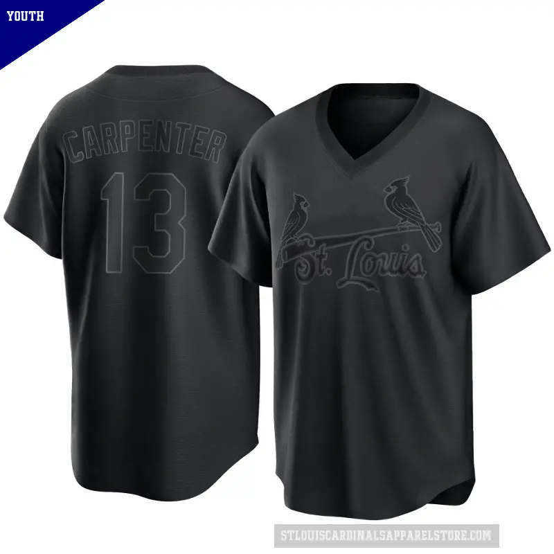 Youth No.13 Matt Carpenter St. Louis Cardinals Black Replica Pitch Fashion Jersey