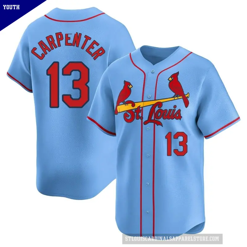 Youth No.13 Matt Carpenter St. Louis Cardinals Light Blue Limited Alternate Jersey