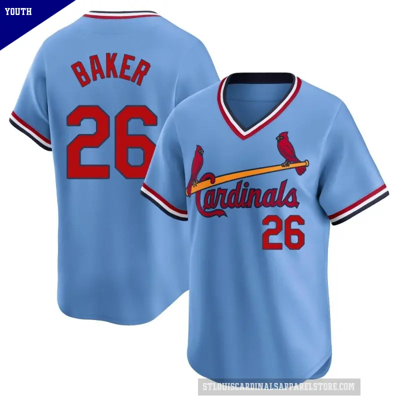 Youth No.26 Luken Baker St. Louis Cardinals Light Blue Limited Cooperstown Collection Jersey