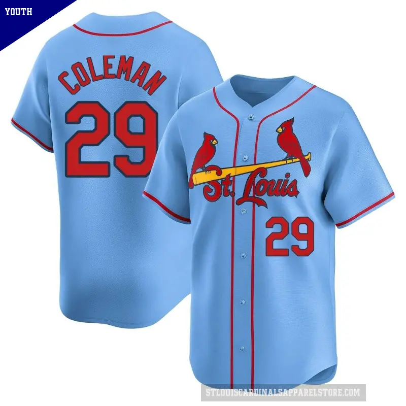 Youth No.29 Vince Coleman St. Louis Cardinals Light Blue Limited Alternate Jersey