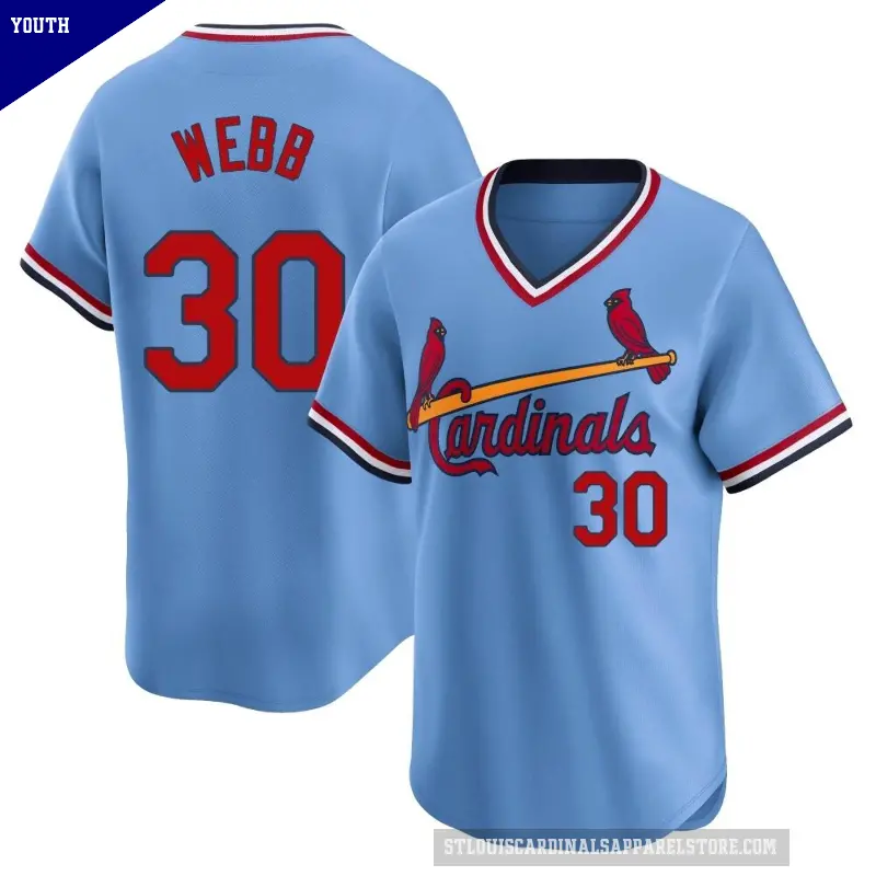 Youth No.30 Tyler Webb St. Louis Cardinals Light Blue Limited Cooperstown Collection Jersey