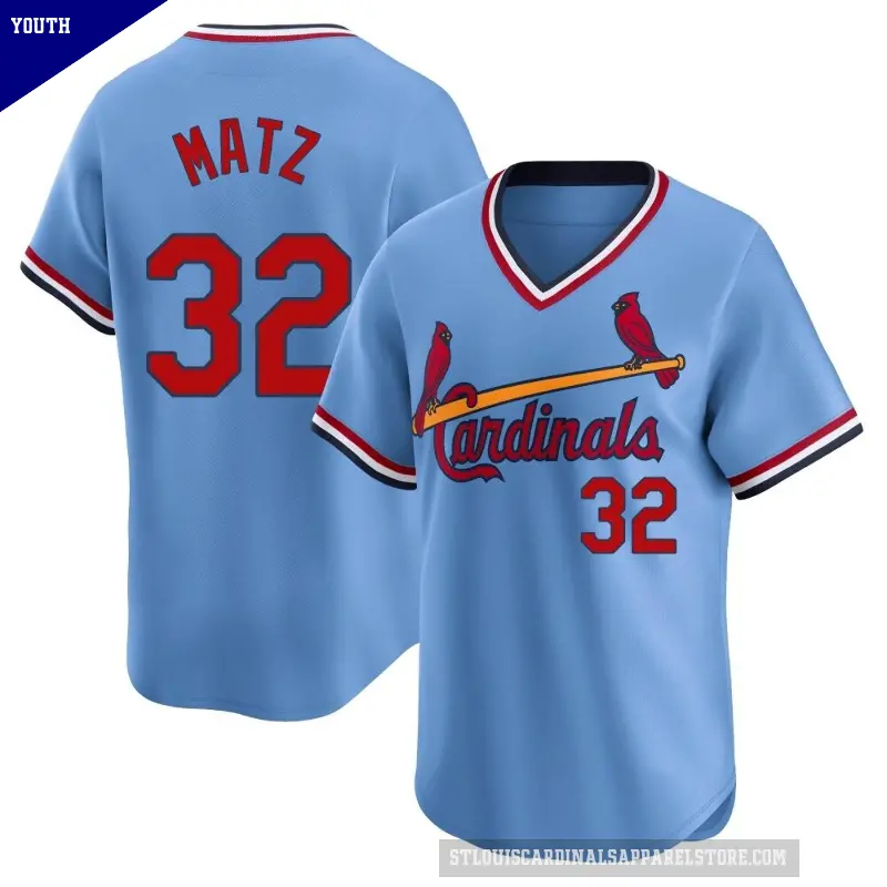 Youth No.32 Steven Matz St. Louis Cardinals Light Blue Limited Cooperstown Collection Jersey