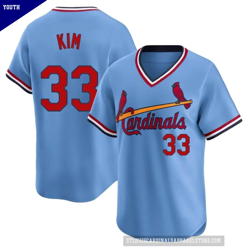 Youth No.33 Kwang Hyun Kim St. Louis Cardinals Light Blue Limited Cooperstown Collection Jersey