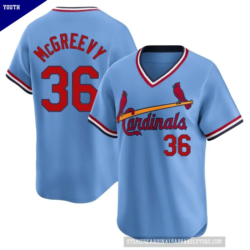 Youth No.36 Michael McGreevy St. Louis Cardinals Light Blue Limited Cooperstown Collection Jersey