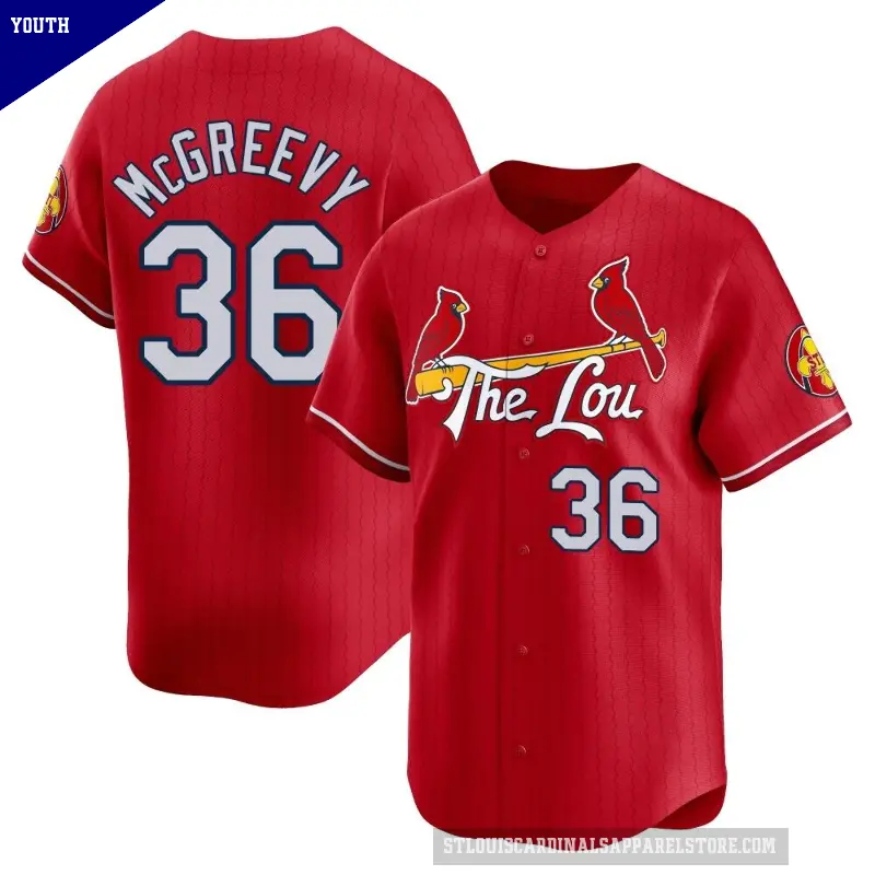 Youth No.36 Michael McGreevy St. Louis Cardinals Red Limited 2024 City Connect Jersey