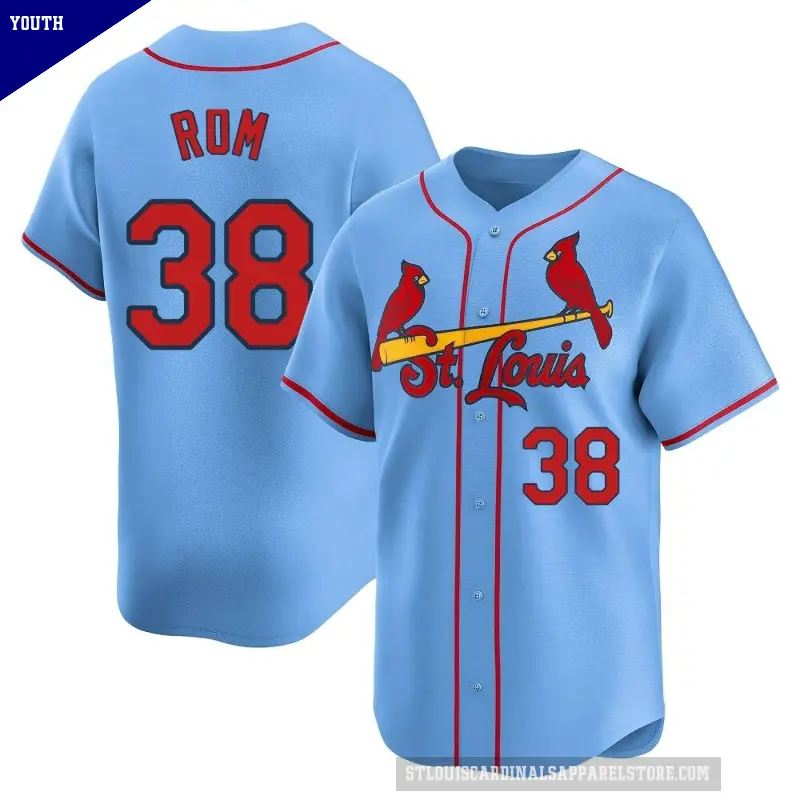 Youth No.38 Drew Rom St. Louis Cardinals Light Blue Limited Alternate Jersey