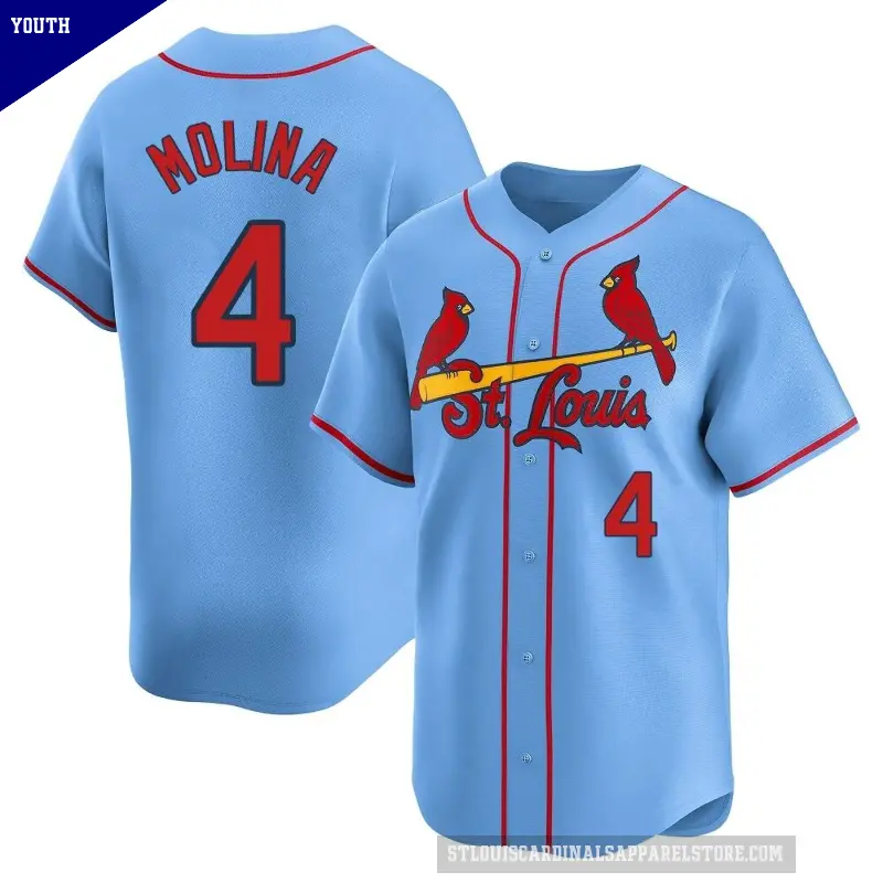 Youth No.4 Yadier Molina St. Louis Cardinals Light Blue Limited Alternate Jersey