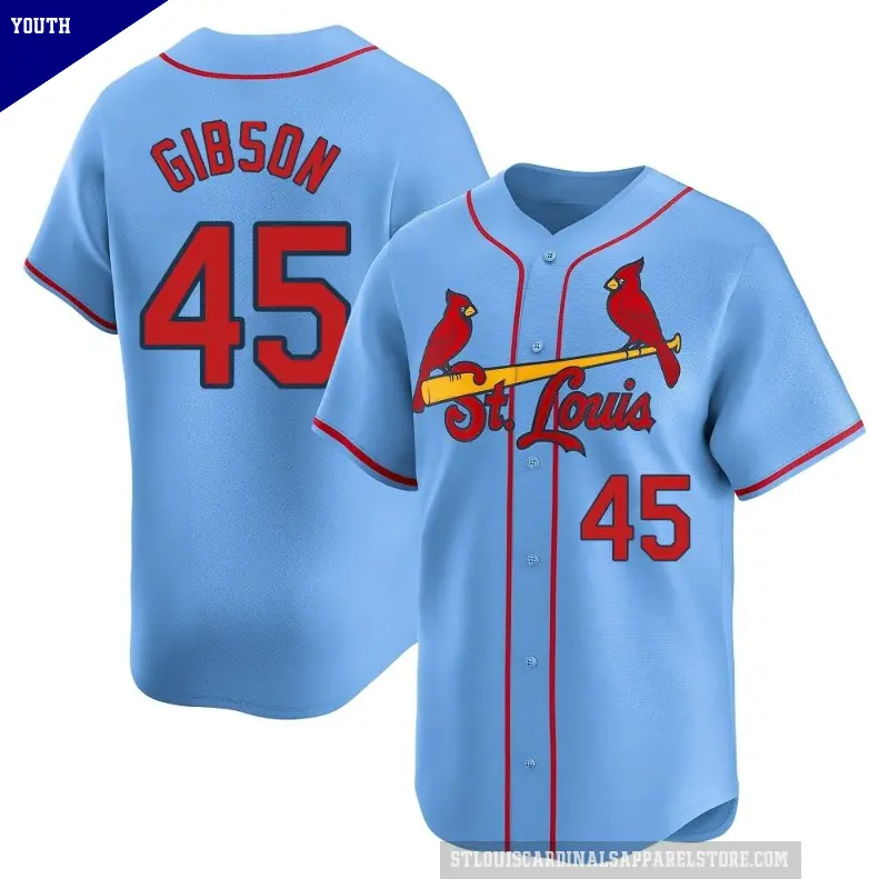 Youth No.45 Bob Gibson St. Louis Cardinals Light Blue Limited Alternate Jersey