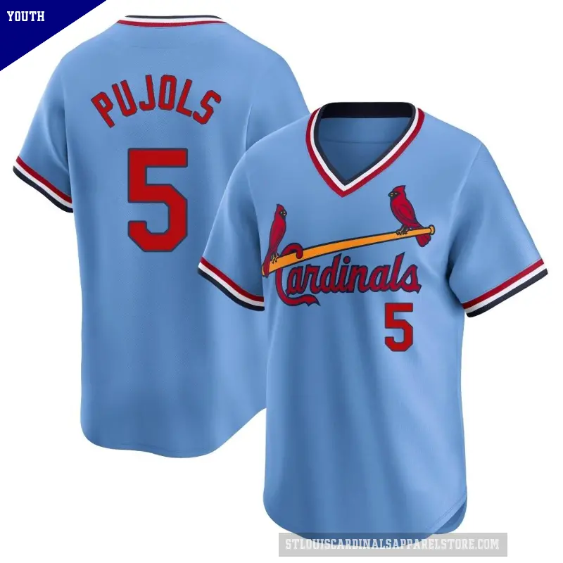 Youth No.5 Albert Pujols St. Louis Cardinals Light Blue Limited Cooperstown Collection Jersey