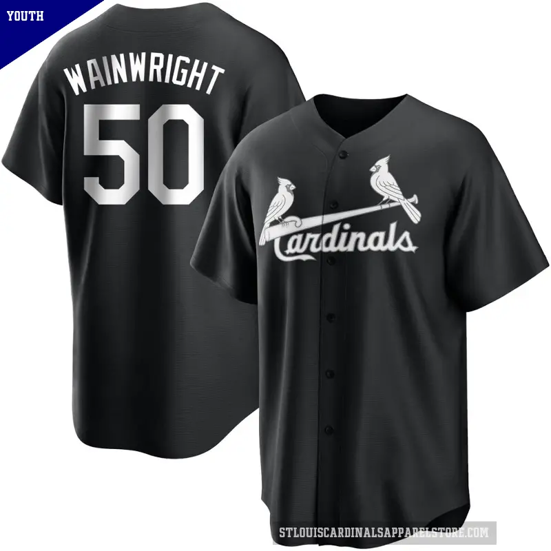Youth No.50 Adam Wainwright St. Louis Cardinals Black/White Replica Jersey