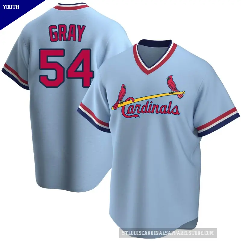 Youth No.54 Sonny Gray St. Louis Cardinals Light Blue Replica Road Cooperstown Collection Jersey