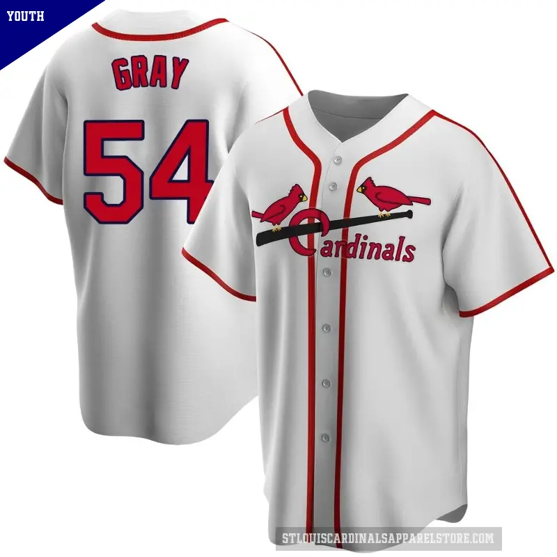 Youth No.54 Sonny Gray St. Louis Cardinals White Home Cooperstown Collection Jersey