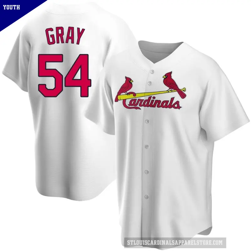 Youth No.54 Sonny Gray St. Louis Cardinals White Replica Home Jersey