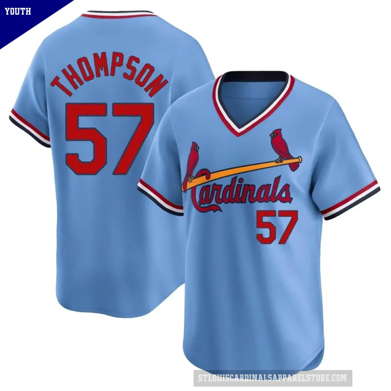 Youth No.57 Zack Thompson St. Louis Cardinals Light Blue Limited Cooperstown Collection Jersey