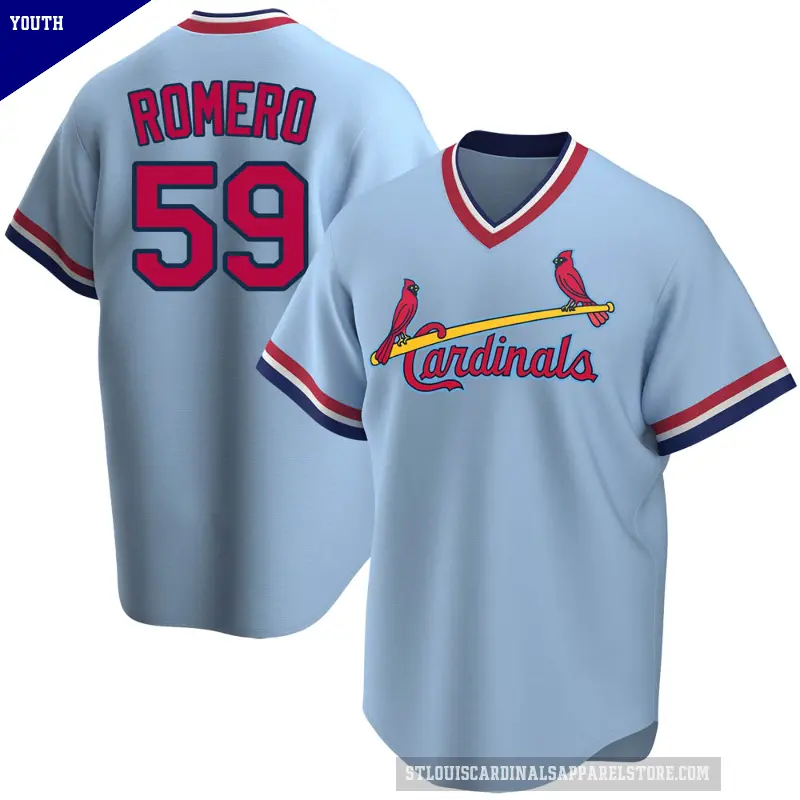 Youth No.59 JoJo Romero St. Louis Cardinals Light Blue Replica Road Cooperstown Collection Jersey