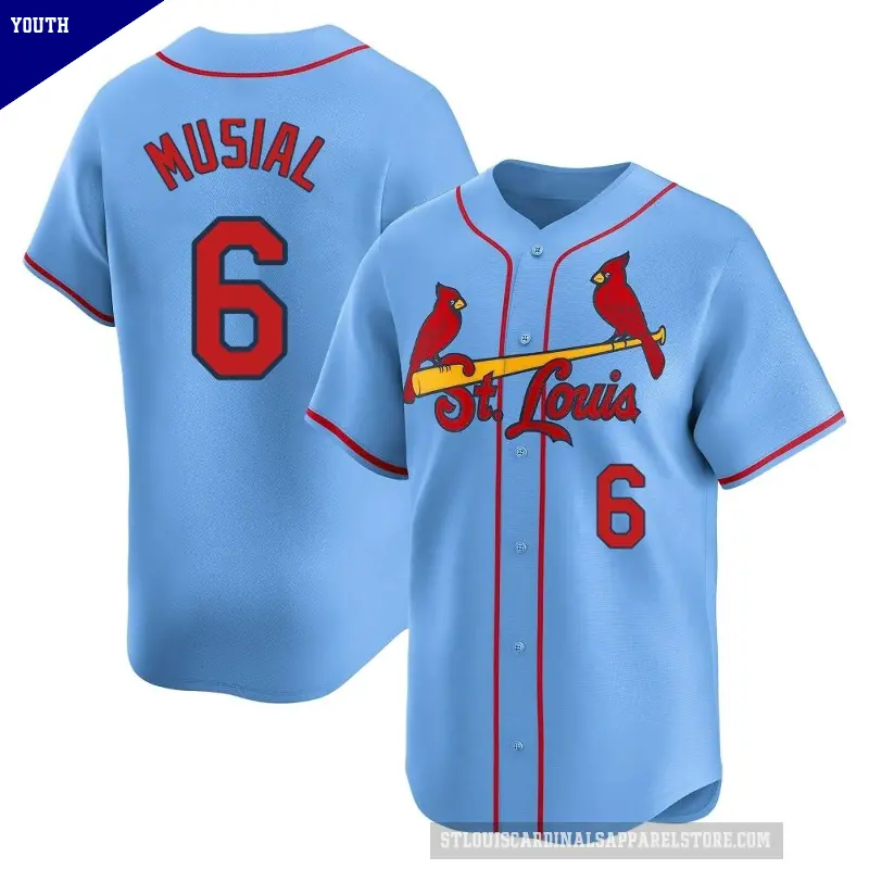 Youth No.6 Stan Musial St. Louis Cardinals Light Blue Limited Alternate Jersey