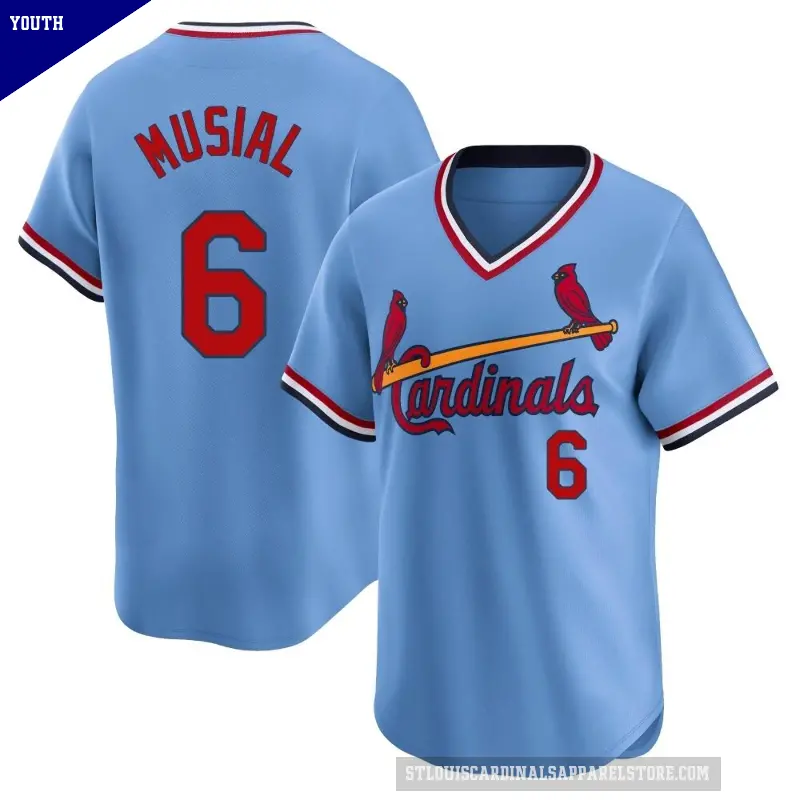 Youth No.6 Stan Musial St. Louis Cardinals Light Blue Limited Cooperstown Collection Jersey
