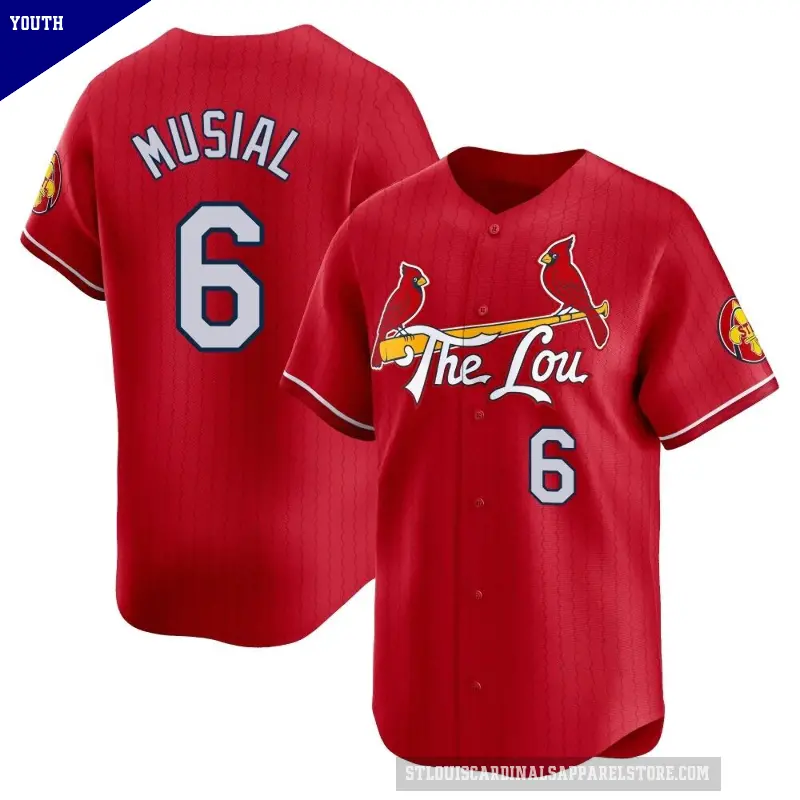 Youth No.6 Stan Musial St. Louis Cardinals Red Limited 2024 City Connect Jersey