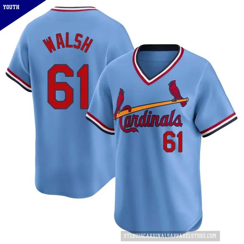 Youth No.61 Jake Walsh St. Louis Cardinals Light Blue Limited Cooperstown Collection Jersey